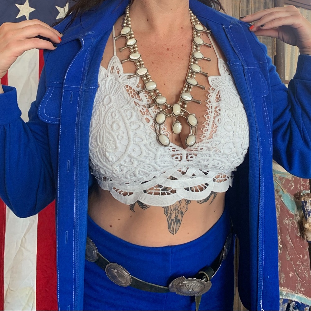 Vintage 70s Royal Blue button down and Bellbottoms - Picture 8 of 9